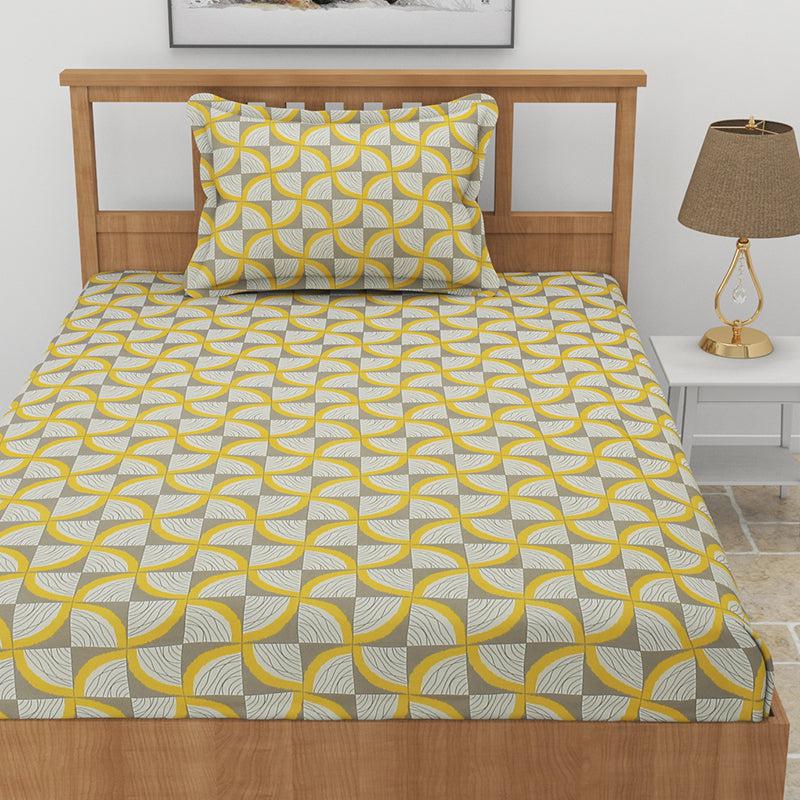 Buy Selenia Floral Bedsheet - Grey & Yellow Bedsheets from Vaaree