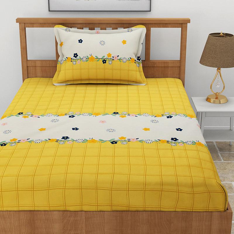 Bedsheets - Ping Pong Abstract Bedsheet - Yellow