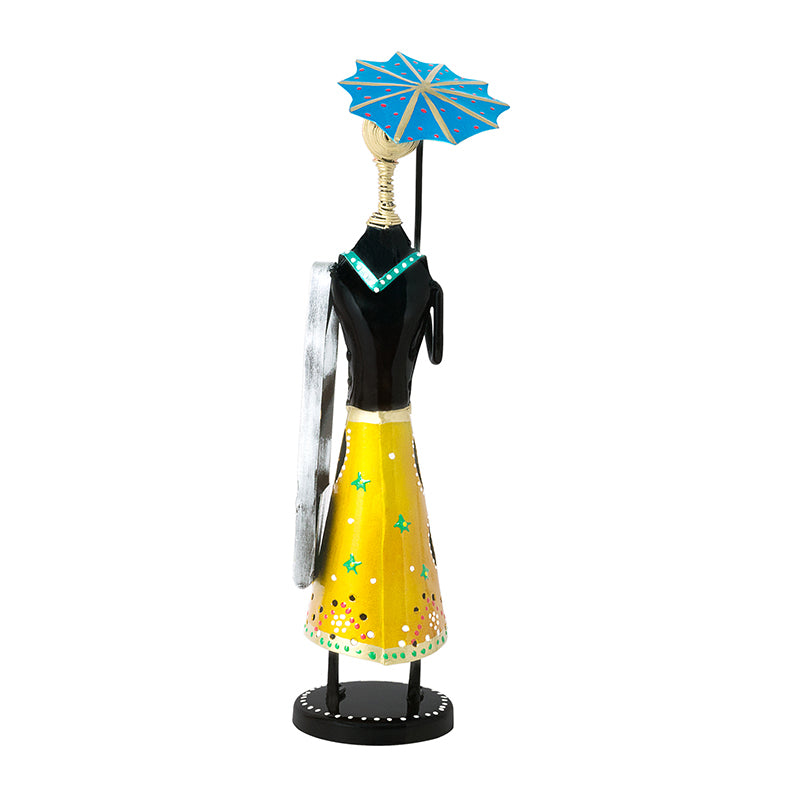 Showpieces - Handpainted Folk Lady With Umbrella Showpiece