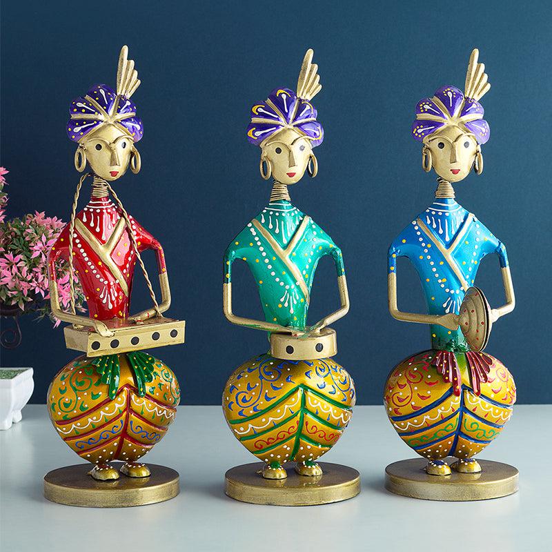 Buy Mela Handcrafted Folk Music Showpiece - Set Of Three Showpieces from Vaaree