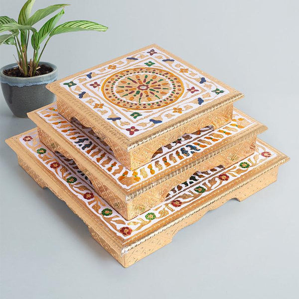 Buy Devaya Handcrafted Chowki - Set Of Three Pooja Chowki from Vaaree