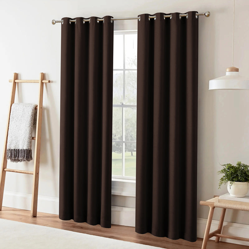 Buy Dwina Solid Blackout Curtain (Brown) - Set Of Two Curtains from Vaaree