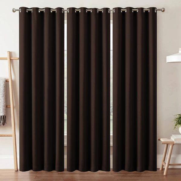 Curtains - Dwina Solid Blackout Curtain (Brown) - Set Of Three