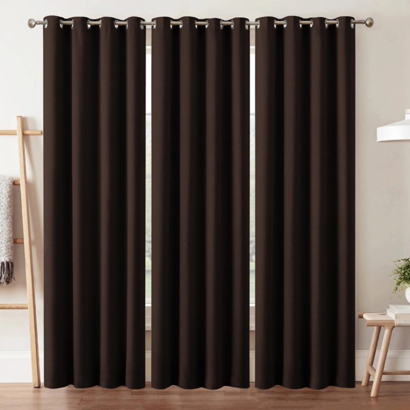 Buy Dwina Solid Blackout Curtain (Brown) - Set Of Three Curtains from Vaaree