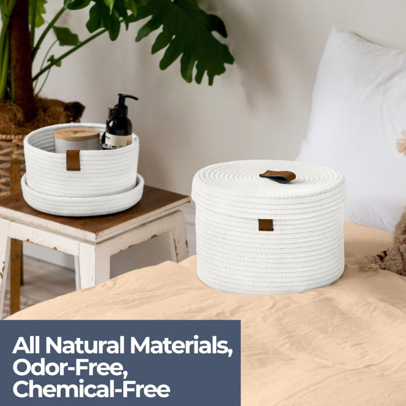 Storage Basket - Obero Natural Fiber Storage Basket (White) - Set Of Two