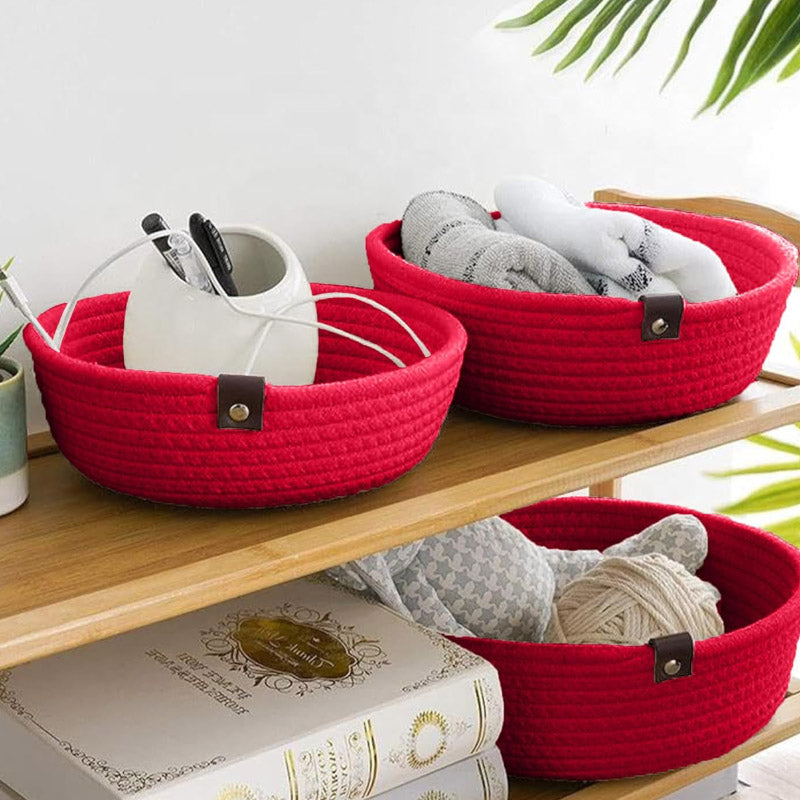 Storage Basket - Stellen Natural Fiber Organizer (Red) - Set Of Three