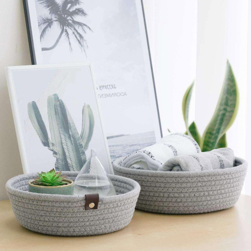 Storage Basket - Stellen Natural Fiber Organizer (Grey) - Set Of Three