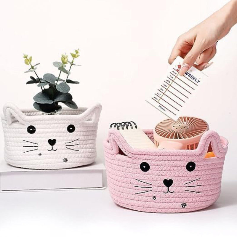 Storage Basket - Meow Mate Natural Fiber Storage Basket - Pink