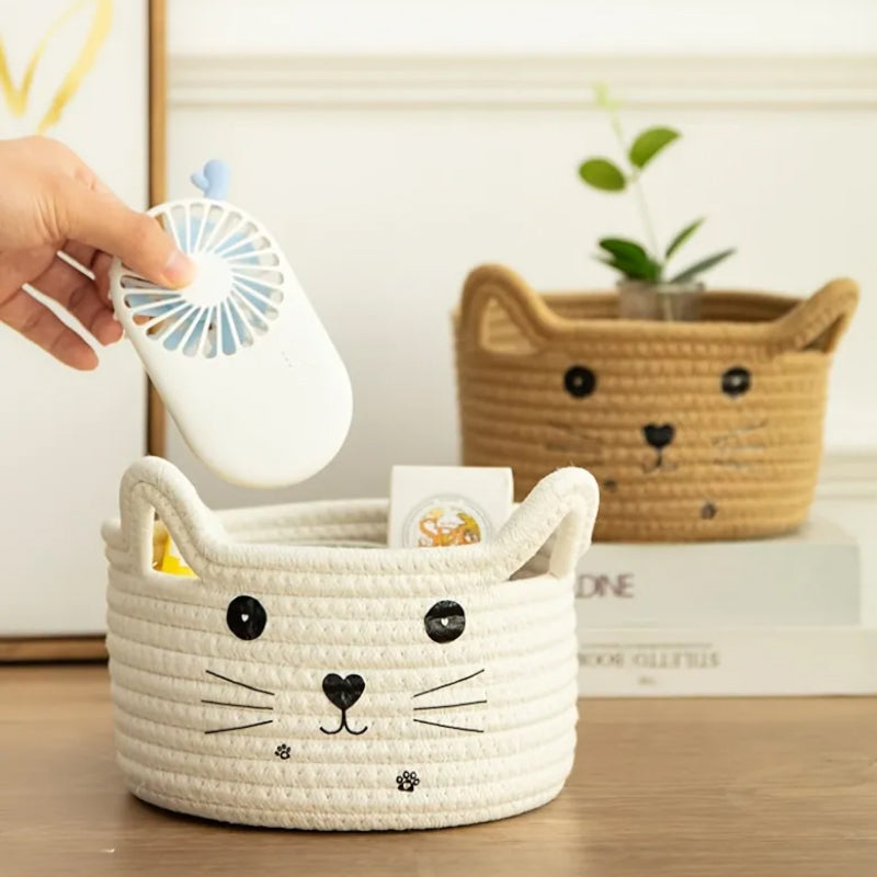 Storage Basket - Meow Mate Natural Fiber Storage Basket - White