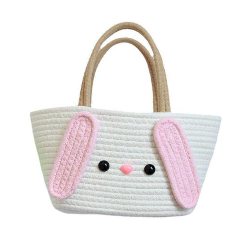 Storage Basket - Dixie Natural Fiber Basket - White & Pink