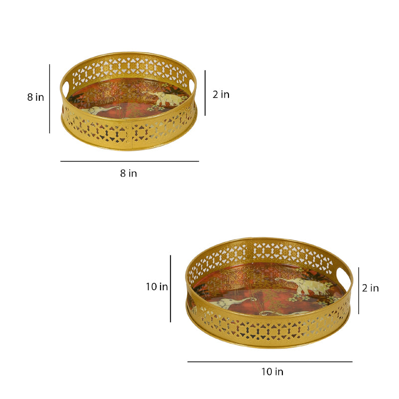 Buy Red Jungle Serving Tray - Set Of Two Serving Tray from Vaaree
