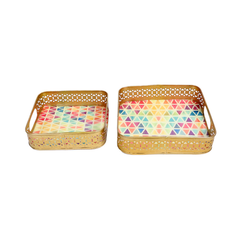 Buy Chromo Triangles Serving Tray - Set Of Two Serving Tray from Vaaree