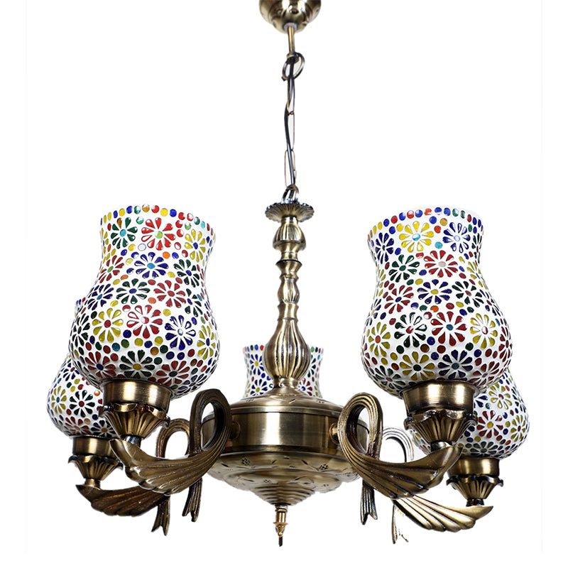 Ceiling Lamp - Ervo Vistara Mosaic Golden Antique Chandelier