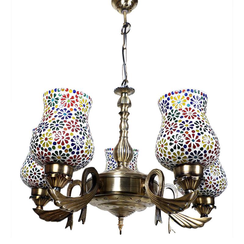 Buy Ervo Vistara Mosaic Golden Antique Chandelier Ceiling Lamp from Vaaree