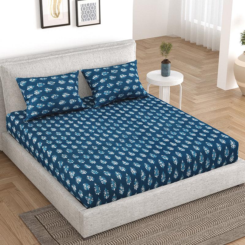 Buy Baari Ethnic Bedsheet - Blue Bedsheets from Vaaree