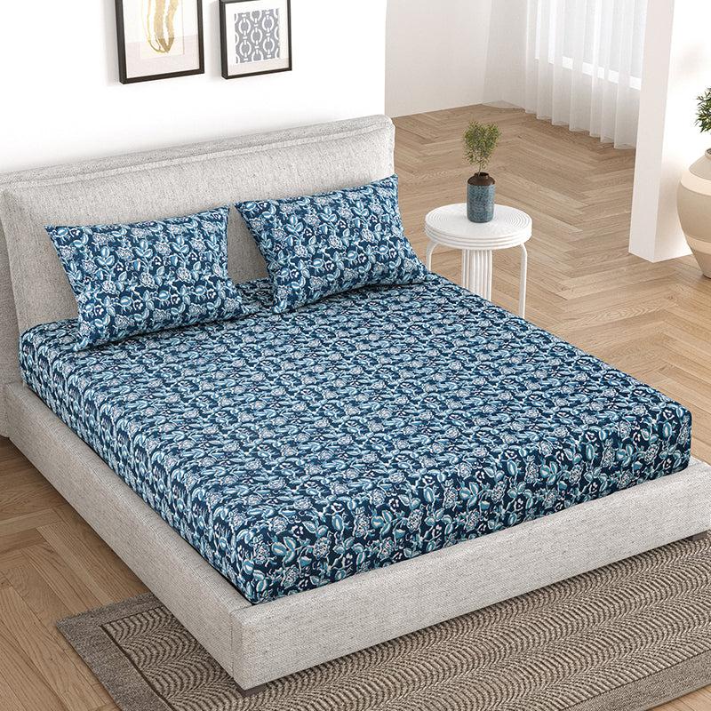 Buy Libby Floral Bedsheet - Blue Bedsheets from Vaaree