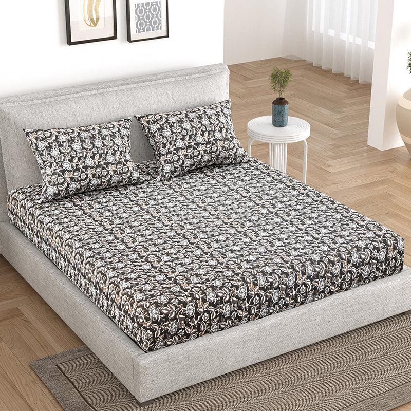 Buy Libby Floral Bedsheet - Grey Bedsheets from Vaaree