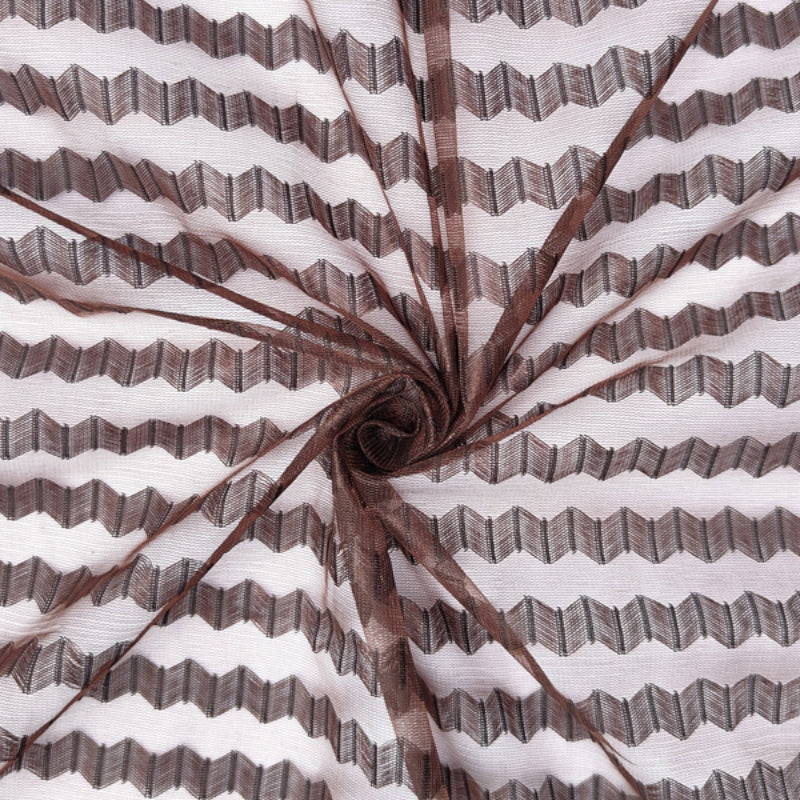 Curtains - Atla Net Stripe Sheer Curtain - Brown