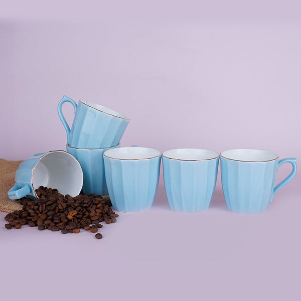 Mug & Tea Cup - Ereva Sky Blue Mug (200 ML) - Set Of Six