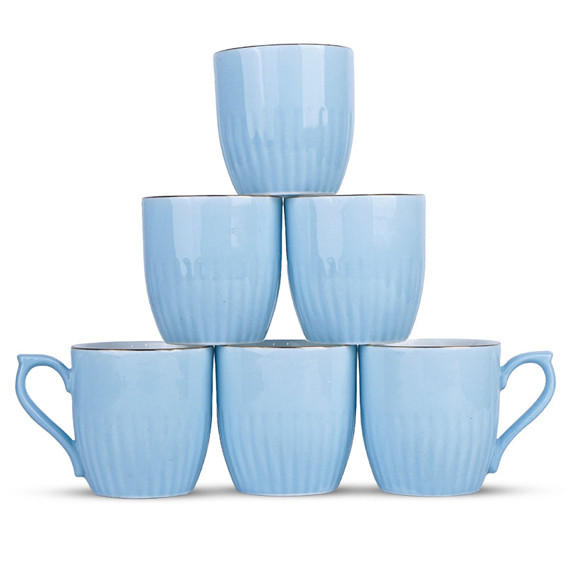 Mug & Tea Cup - Glimo Sky Blue Mug (200 ML) - Set Of Six