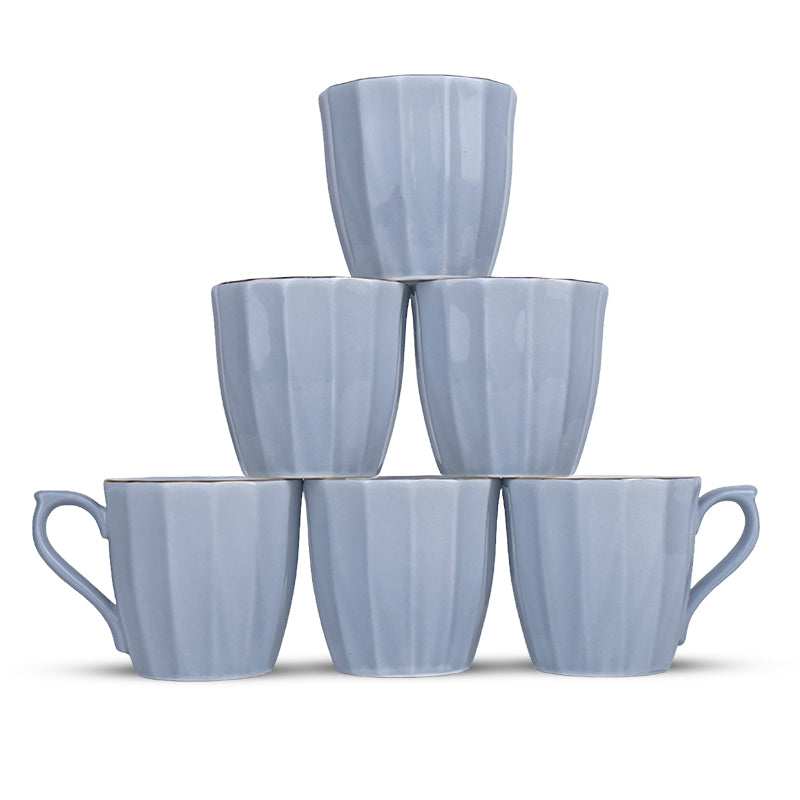 Mug & Tea Cup - Ereva King Grey Mug (200 ML) - Set Of Six