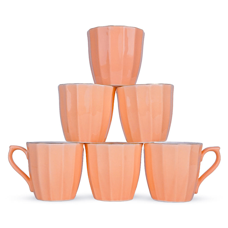 Mug & Tea Cup - Ereva Orange Mug (200 ML) - Set Of Six