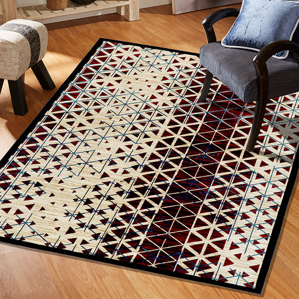 Buy Marcelle Diamond Anti Skid Carpet - Beige & Red Carpet from Vaaree