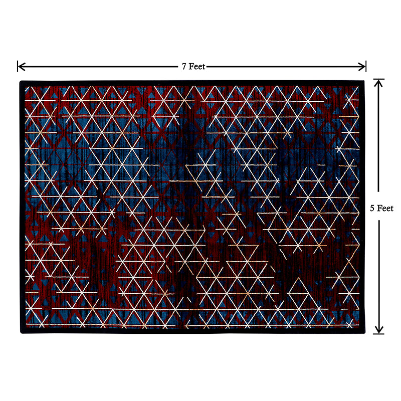 Buy Marcelle Diamond Anti Skid Carpet - Blue & Red Carpet from Vaaree