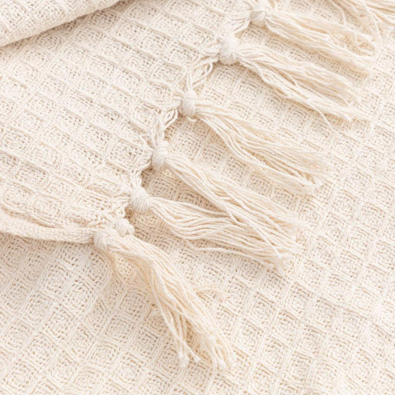 Throws - Sona Cotton Plaid Throw - Ivory