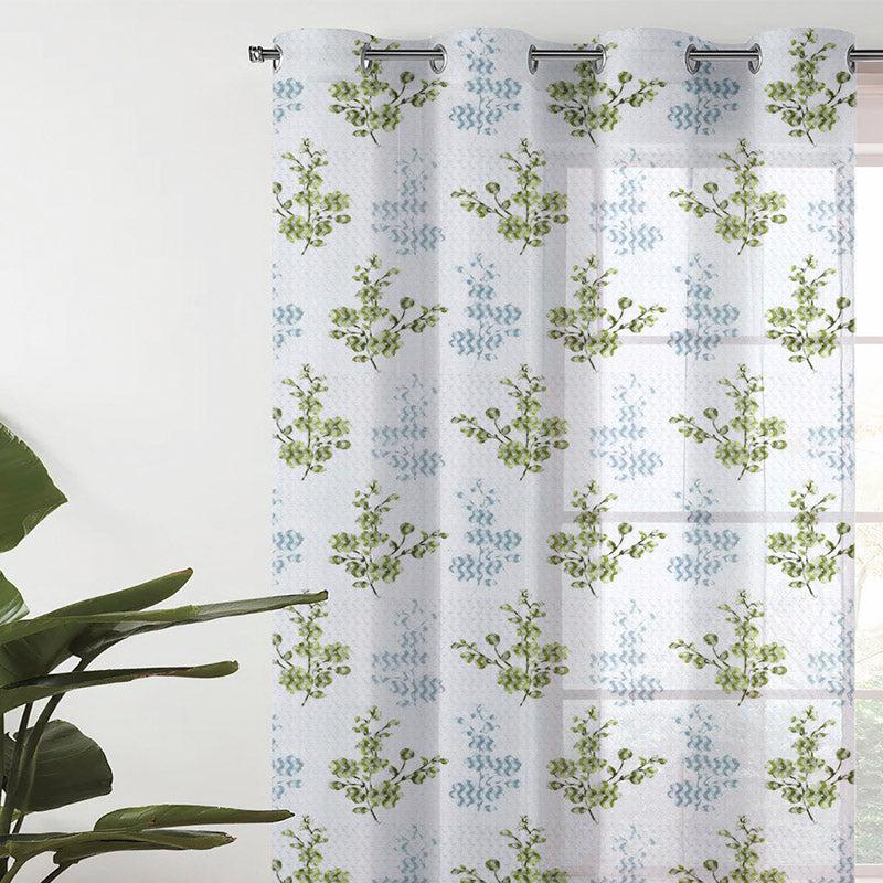 Buy Joda Floral Sheer Curtain - Blue & Green Curtains from Vaaree