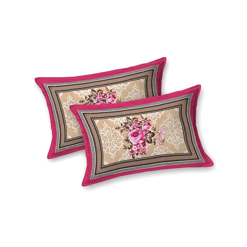 Buy Comet Floral Bedsheet - Pink & Beige Bedsheets from Vaaree