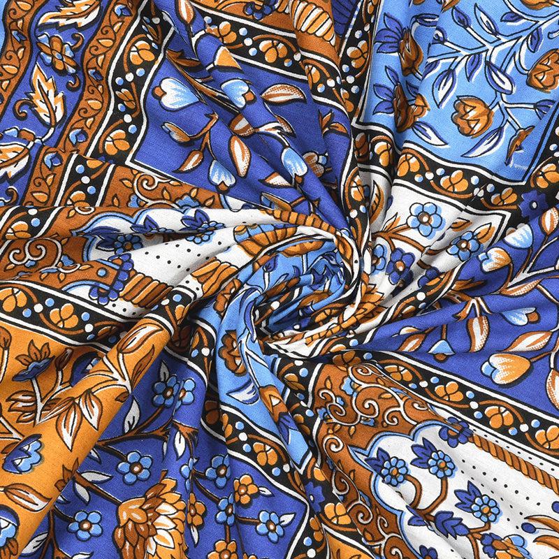 Buy Naama Ethnic Bedsheet - Blue & Yellow Bedsheets from Vaaree