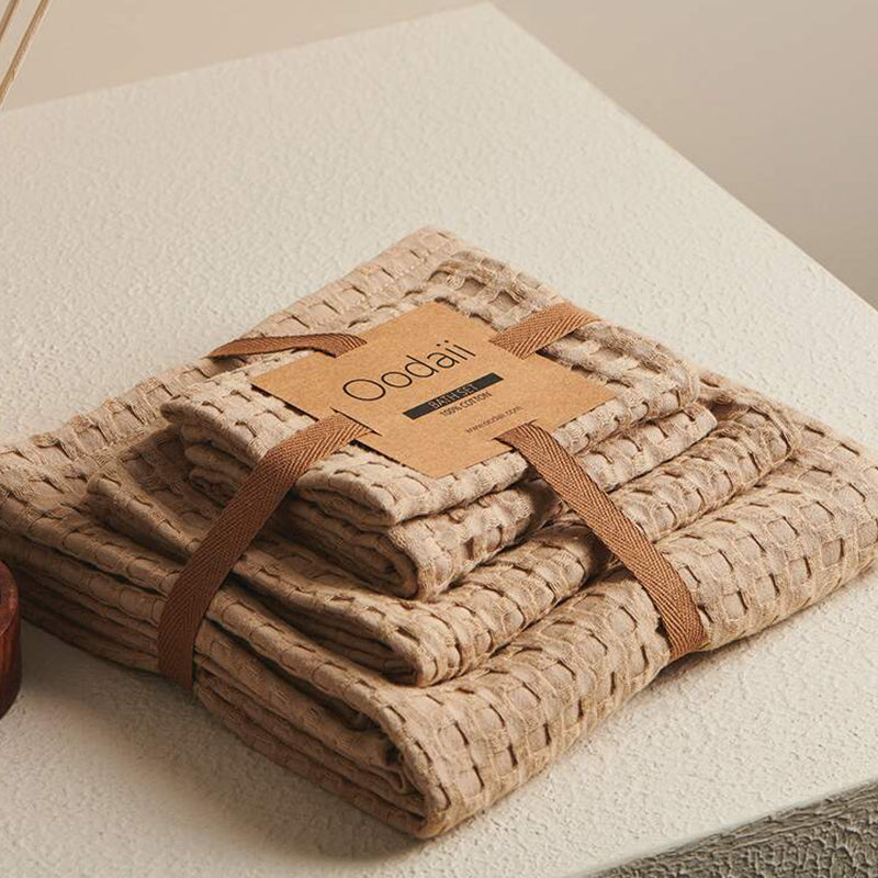 Buy Alyssa Pebble Textured Waffle Towel Combo (Sand) - Four Piece Set Towel Sets from Vaaree