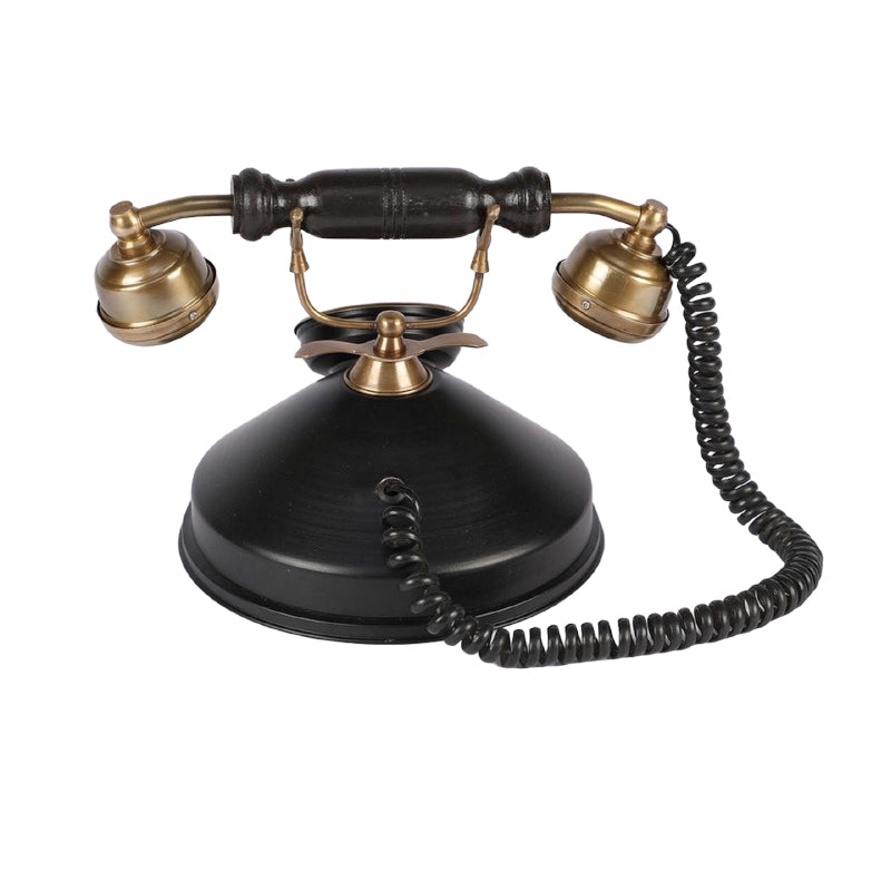 Buy Mido Antique Telephone Showpiece - Black & Gold Showpieces from Vaaree