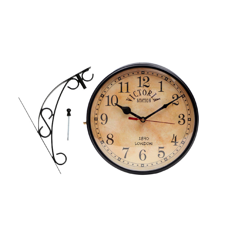 Buy Dolva Double Sided Station Clock - Black & Beige Wall Clock from Vaaree