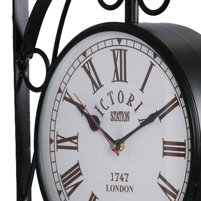 Buy Forma Double Sided Roman Numeral Station Clock - Black & White Wall Clock from Vaaree