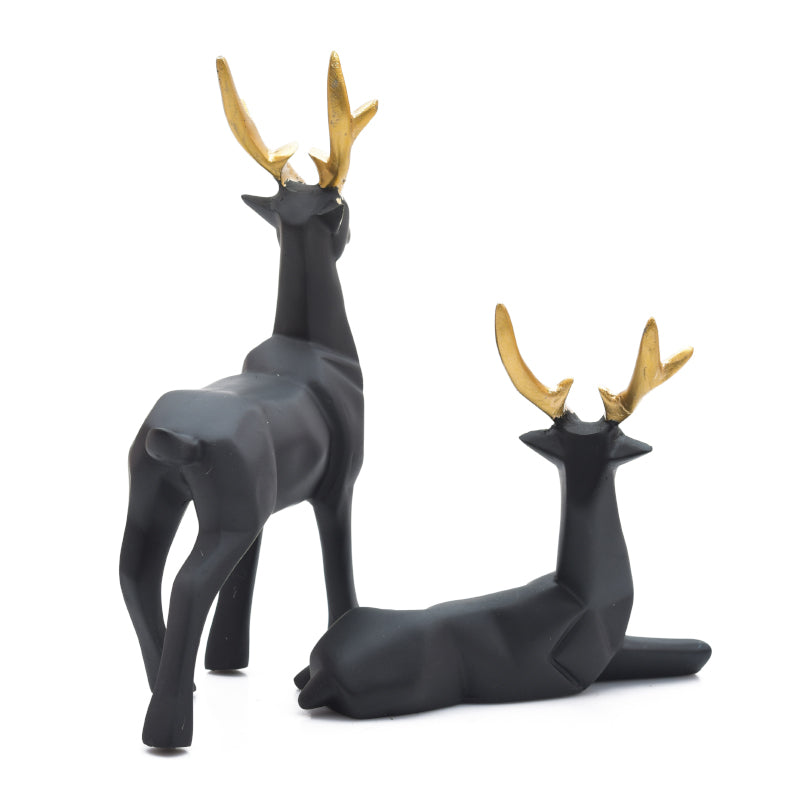 Buy Deer Repose Showpiece (Black) - Set Of Two Showpieces from Vaaree