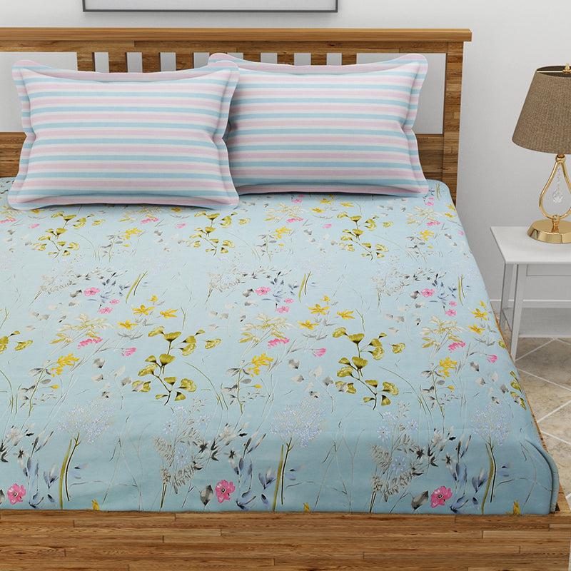 Buy Protea Floral Bedsheet - Sky Blue Bedsheets from Vaaree