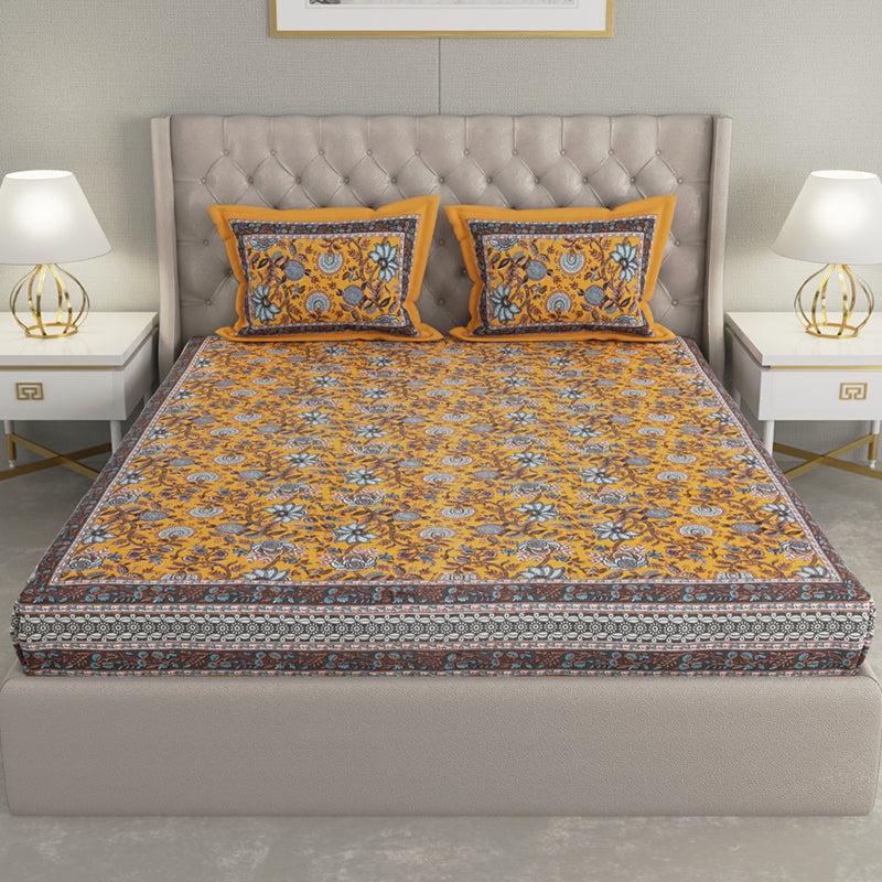 Buy Baxter Floral Bedsheet - Yellow Bedsheets from Vaaree