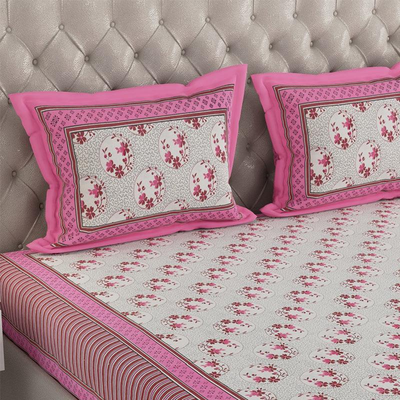 Buy Zaya Ethnic Bedsheet - Pink & White Bedsheets from Vaaree