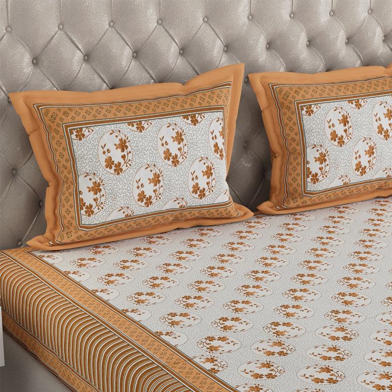 Buy Zaya Ethnic Bedsheet - Brown & White Bedsheets from Vaaree