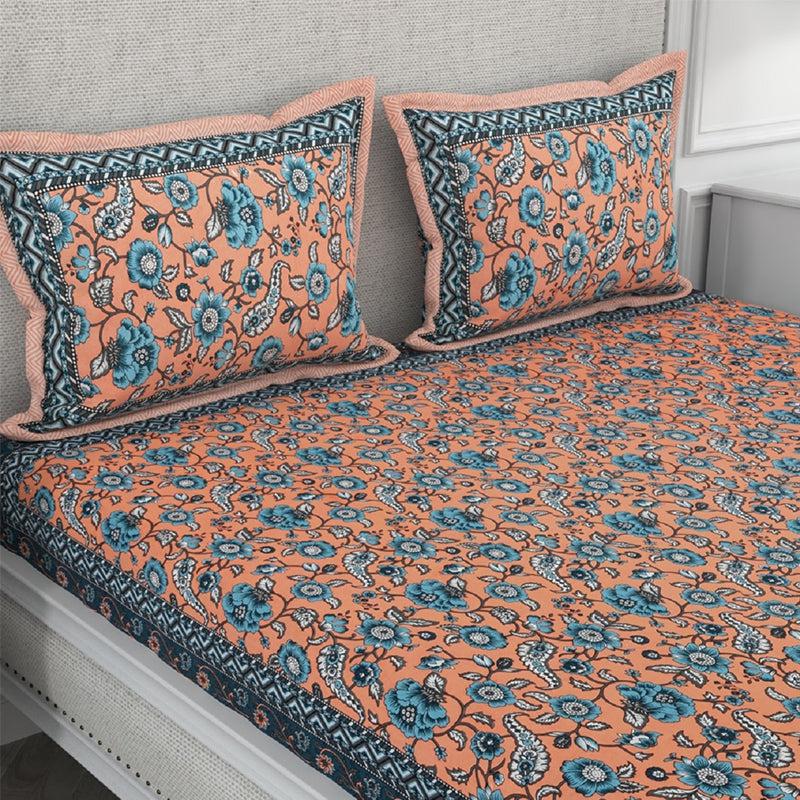 Buy Gazer Floral Bedsheet - Orange Bedsheets from Vaaree