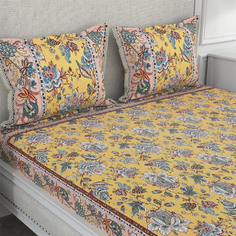 Buy Astor Floral Bedsheet - Yellow Bedsheets from Vaaree