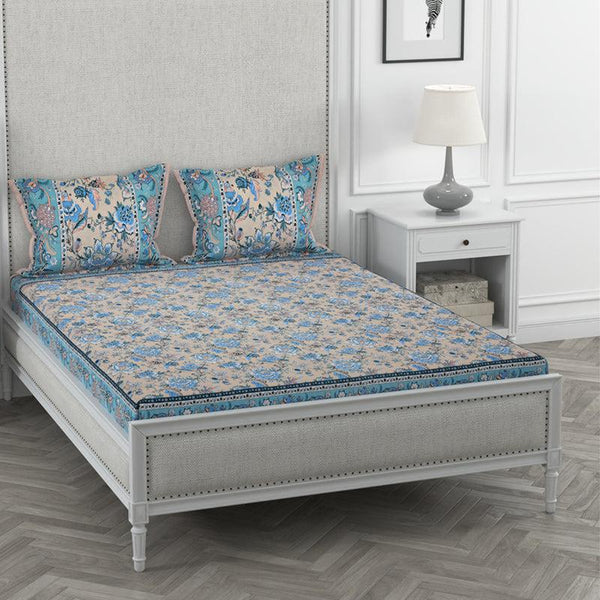 Buy Astor Floral Bedsheet - Blue & Yellow Bedsheets from Vaaree