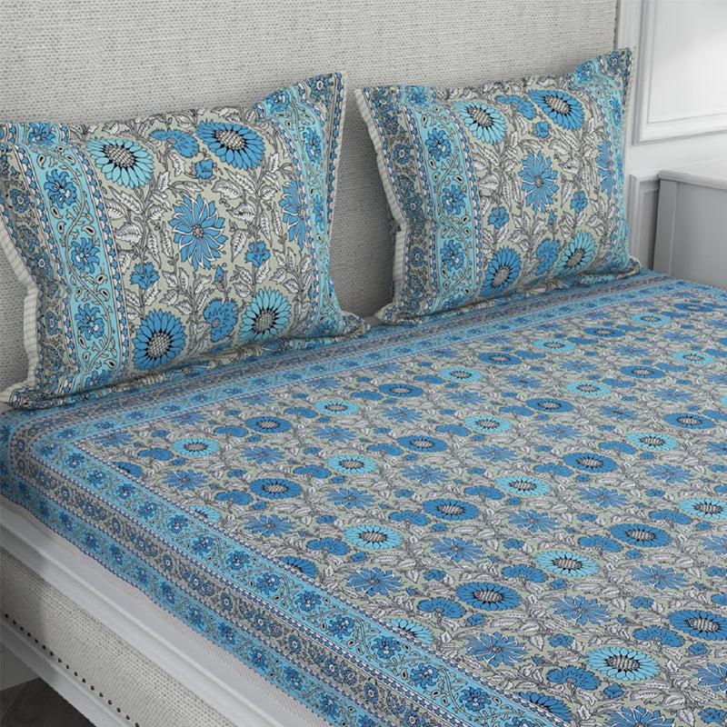 Buy Astor Floral Bedsheet - Blue Bedsheets from Vaaree