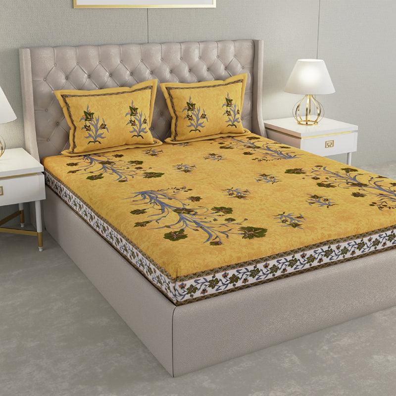 Buy Suma Floral Bedsheet - Yellow Bedsheets from Vaaree