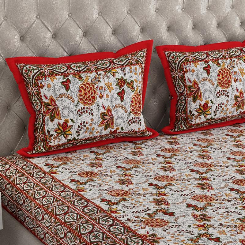 Buy Elda Floral Bedsheet - Red Bedsheets from Vaaree