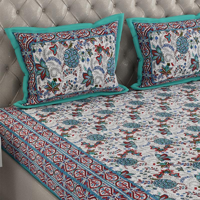 Buy Elda Floral Bedsheet - Blue Bedsheets from Vaaree