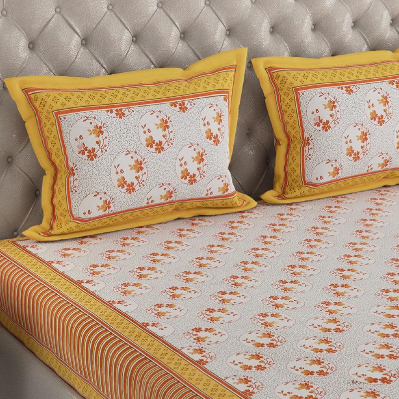 Buy Sagia Ethnic Bedsheet - Yellow & White Bedsheets from Vaaree