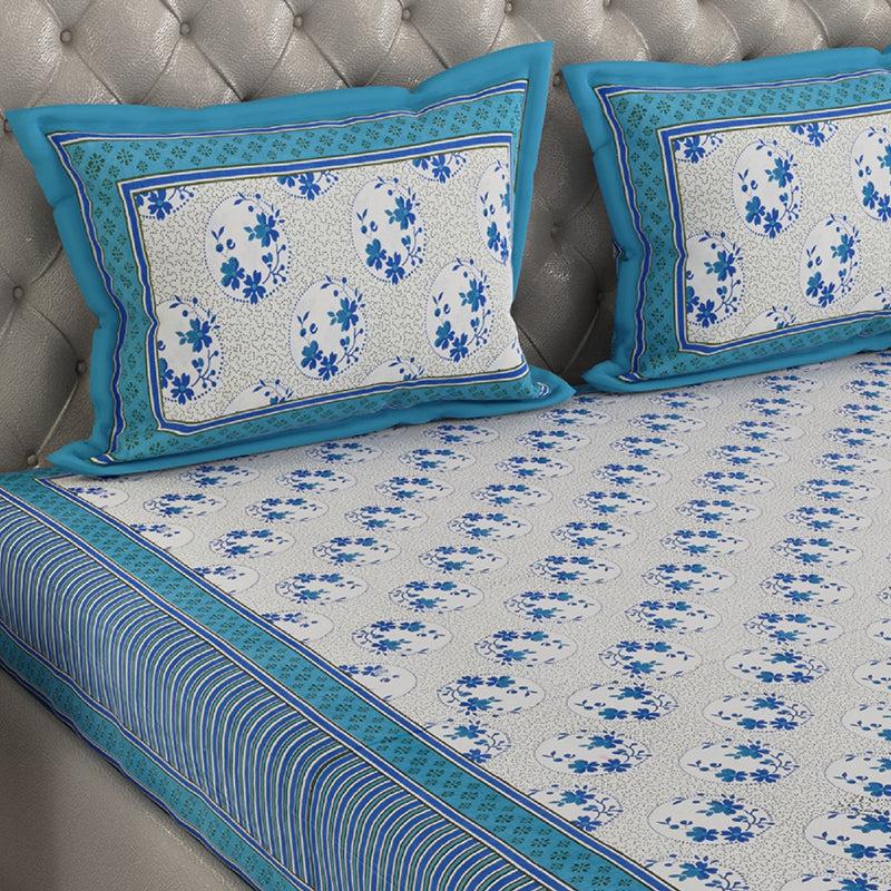 Buy Sagia Ethnic Bedsheet - Blue Bedsheets from Vaaree